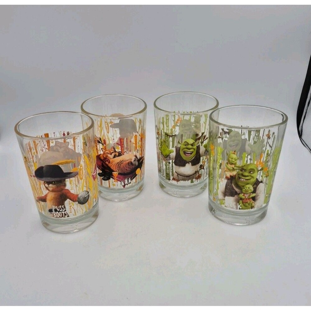 Lot Of 4 Vintage 2007 Shrek The Third McDonald’s Collector Cups Glasses